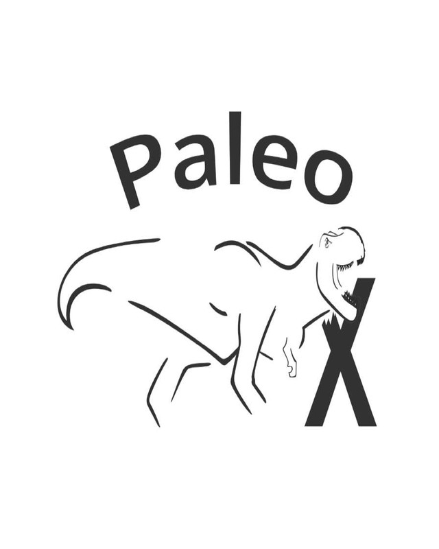The Paleo X logo, a line drawn Tyrannosaurus beside a large letter X.