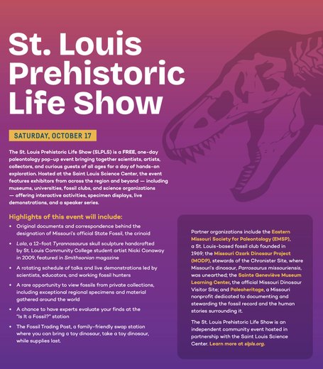 The St. Louis Prehistoric Life Show feature in the Science Center's NewScience magazine.